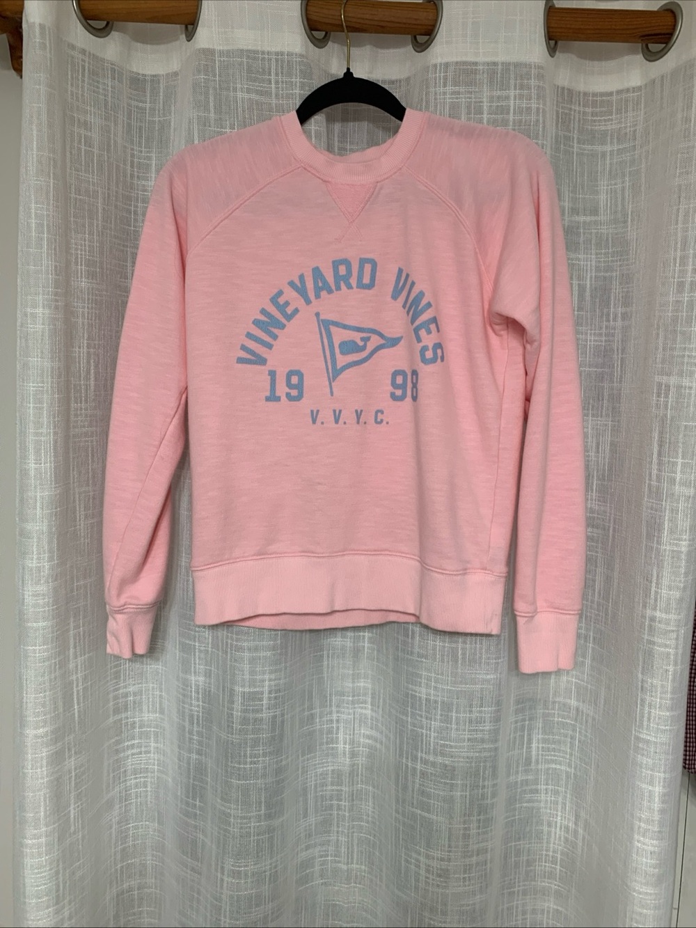 Vineyard Vines Light Pink Crewneck with Sky Blue Logo